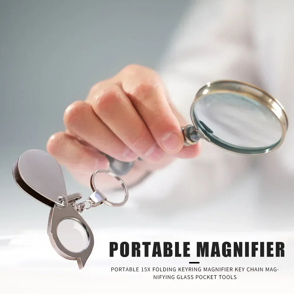 Portable 1015X Folding Key Ring Mini Magnifier Chain Magnifying Durable Glass Loupe Pocket Tool Holiday Gift 250804