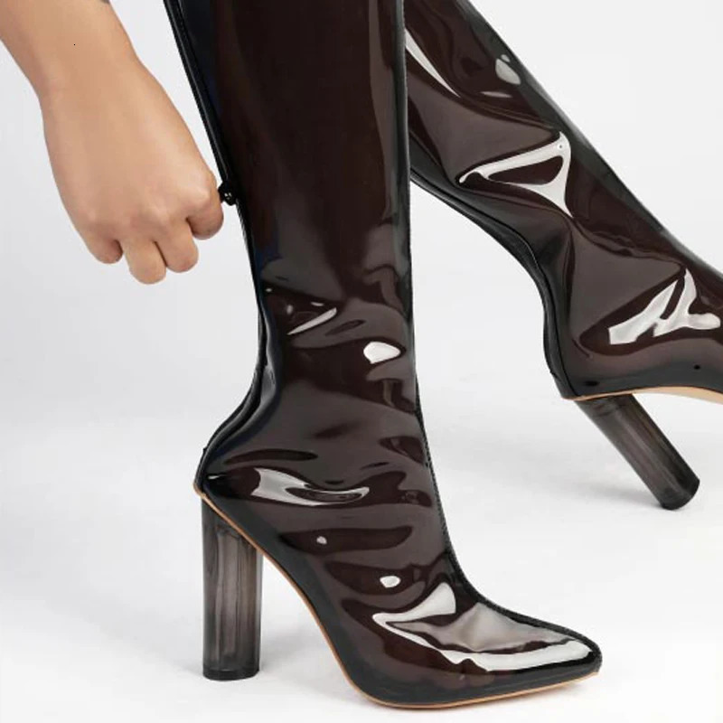 Arden Furtado Summer Mixed Colors Crystal heel Short boots Transparent PVC Patchwork Back zipper Super high heel Cool boots 250812