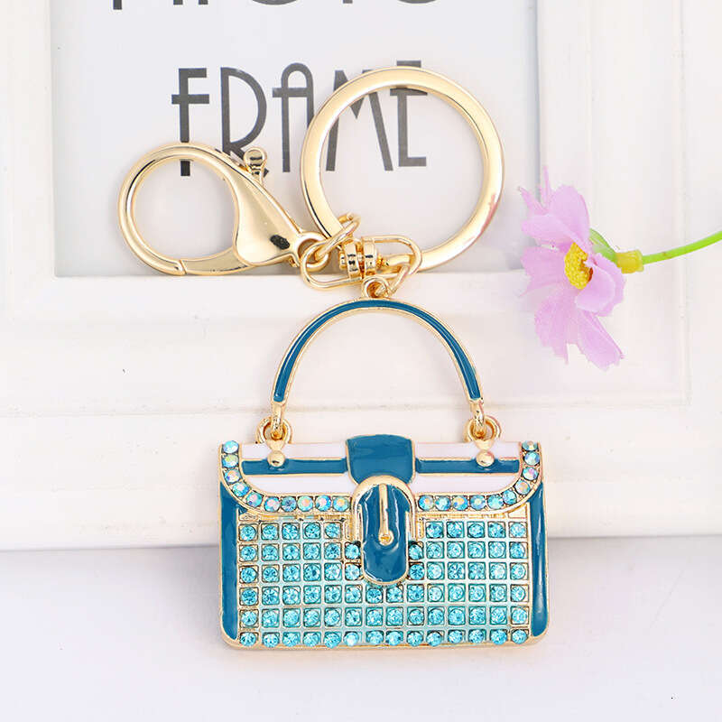 Creative Small Bag Shape Full Dia Alloy Light Exquisite Handbag Keychain Car Pendant Gift