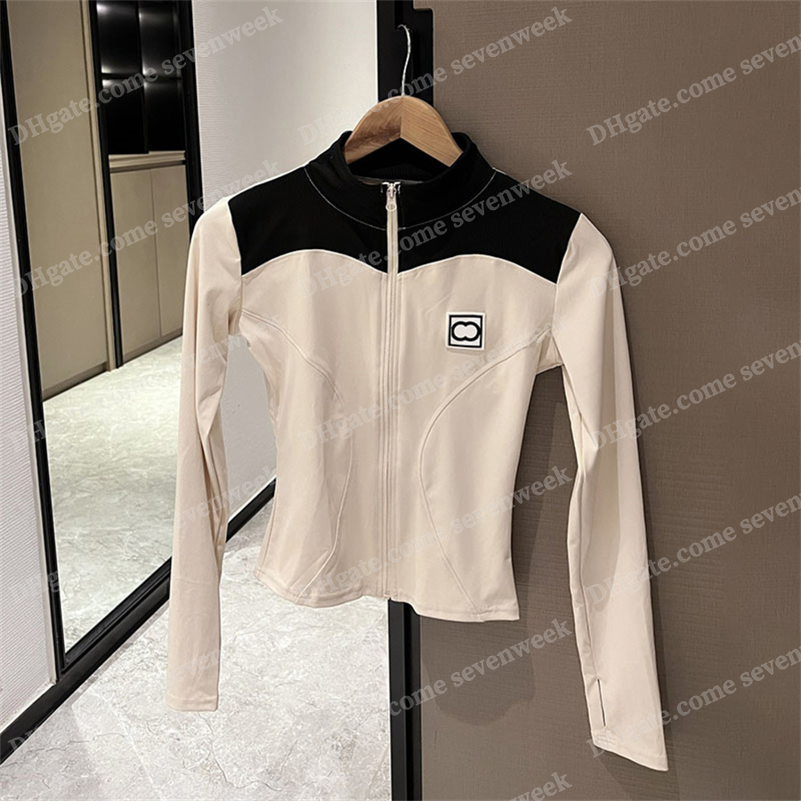 Womens Cropped Slim Jacket Leggings Yoga Set Designer Long Sleeve Zipper Top High Waist Tight Pants Tracksuit Brand Fitness Gym Suit