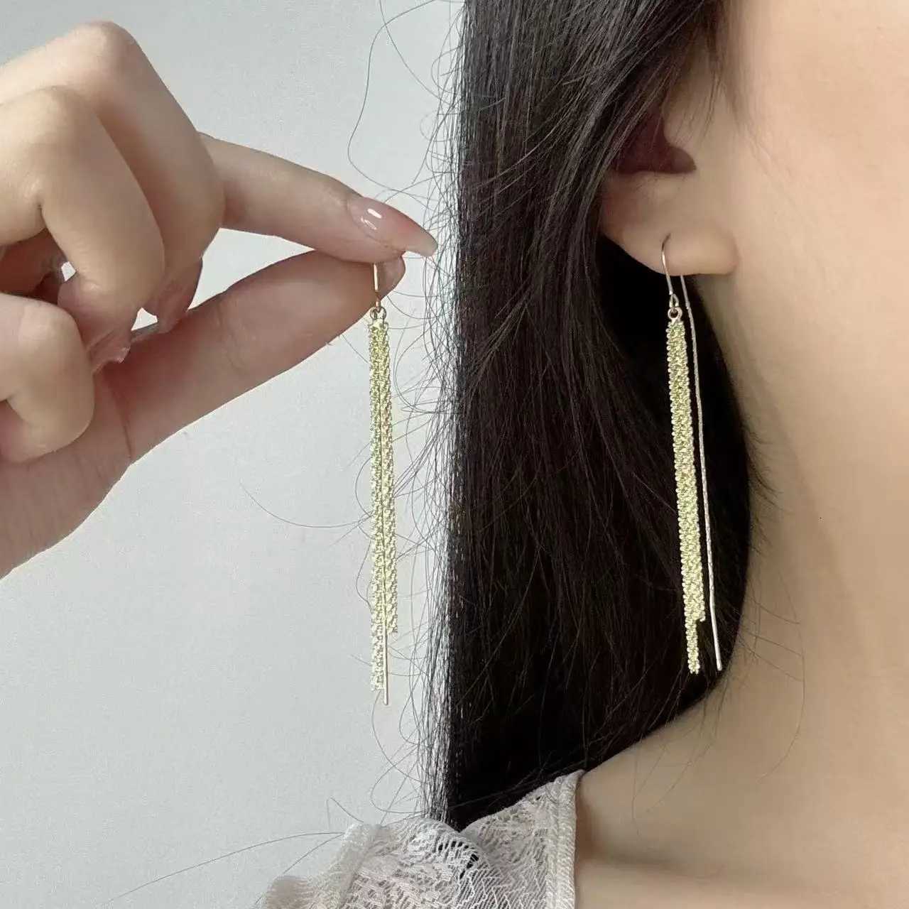 A pair of Silver Color long tassel earrings Fashion Earrings Womens tassel earrings Celebrate holiday gifts Y250812
