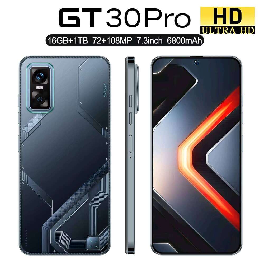 GT30 PRO 7.3inch 5g Smartphone 16gb + 1TB Android 14 High Quality Mobile Phone HD Screen 108MP Rear