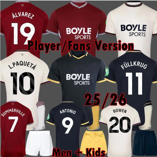 BOWEN FULLKRUG WEST HAMe 25 26 Soccer Jerseys WARD-PROWSE 2025 2026 L.PAQUETA ANTONIO football shirt RODRIGUEZ home away black jersey Men kids sets