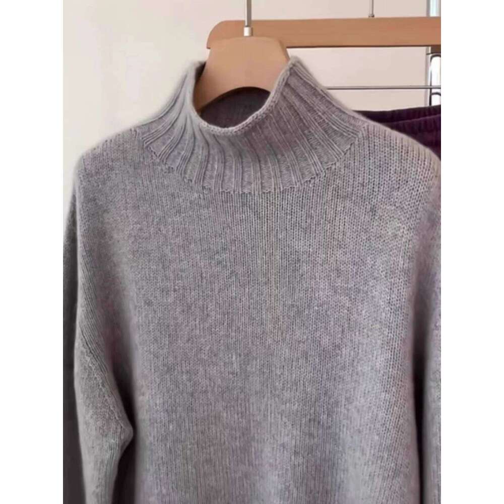 High-Grade High Neck Cashmere Knitwear Women's Autumn And Winter Thick Inside Sweater With Coat Loose Wool Base 250813