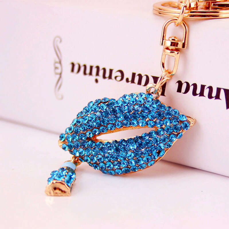 Creative Fashion Cute Dia-Encrusted Red Lips Mouth Women's Bag Accessories Keychain Pendant 983
