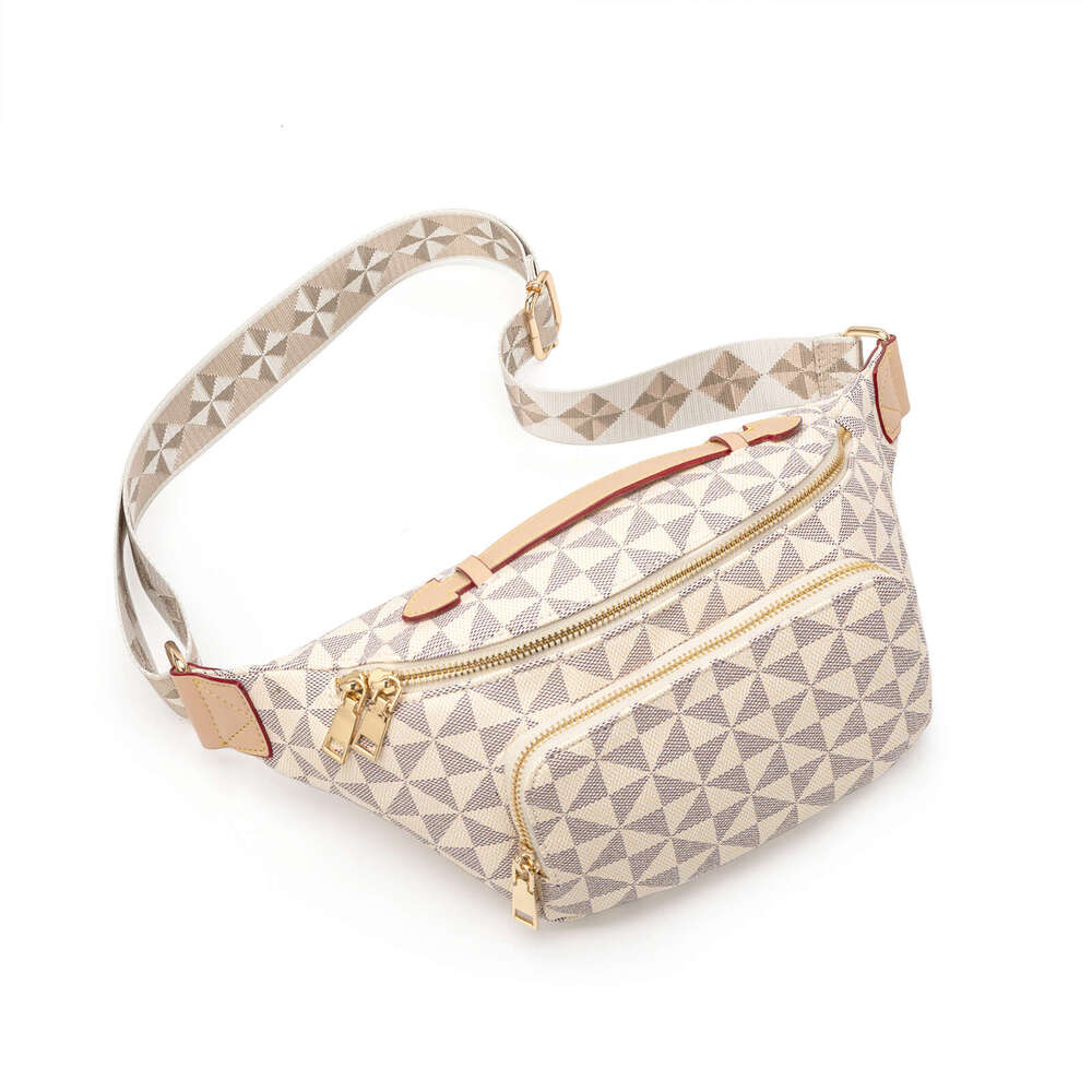 Lacel Urwebin Women's Geometric Triangle Pattern Fanny Pack Large Capacity Multi - Pocket Adjustable Strap Stylish Waist Bag for Daily Travel Spo