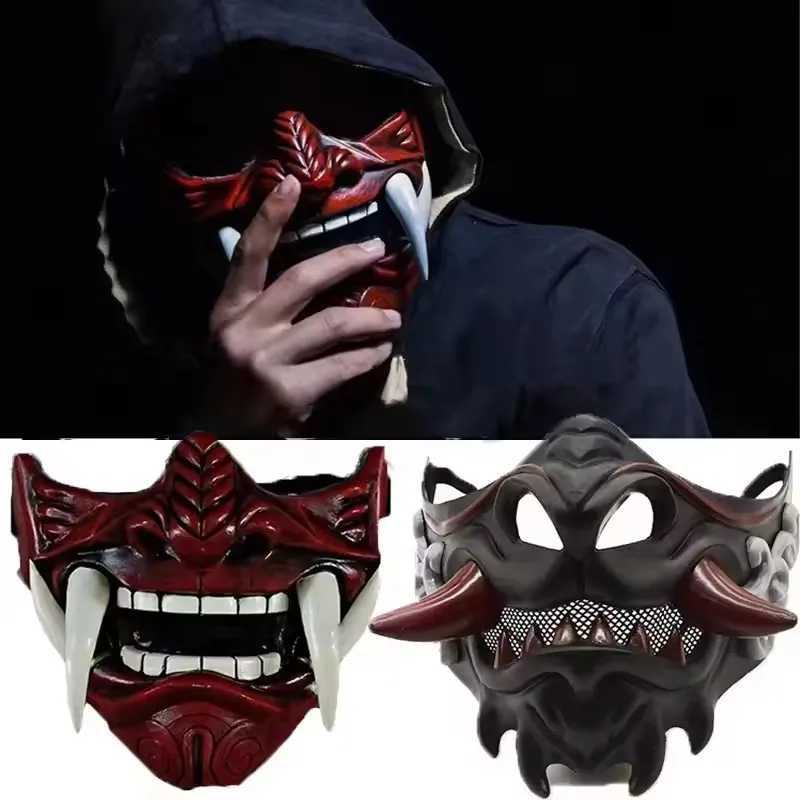 Halloween Japanese Samurai Ghost Devil Mask Halloween Devil Warrior Role Playing Horror Devil Warrior Prajna Killer Thick Mask L250813