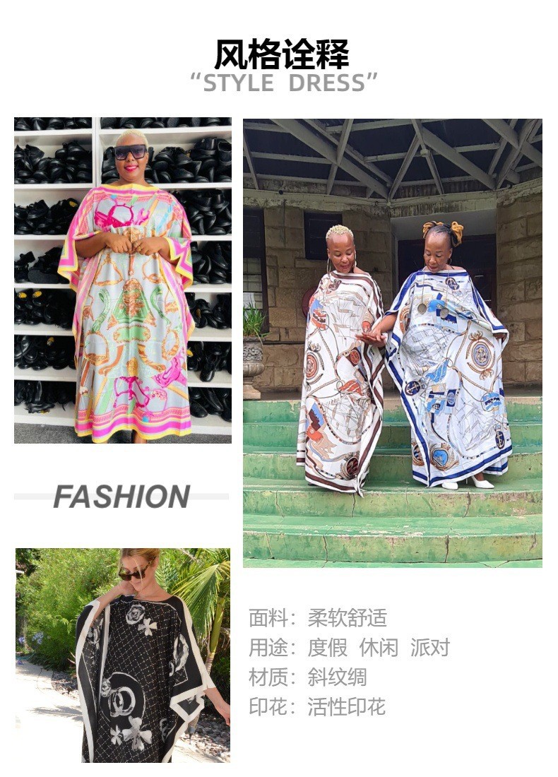 Ethnic Clothing Kuwait Fashion Blogger Recommend Printed Silk Kaftan Maxi Dresses Loose Summer Beach Bohemian Long Dress For Lady