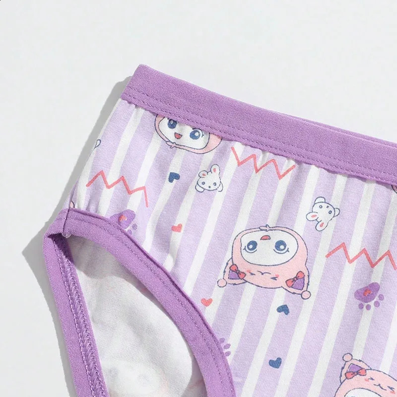 4Piece Premium Cotton Girl Panties Double Layer Bottom Children Underwear Comfort Daily Wear Girls Briefs Cute Cartoon Patterns 250812