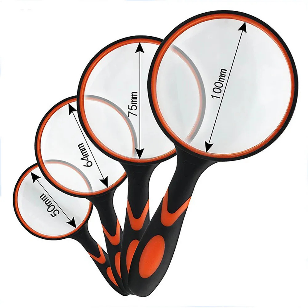 Handheld Magnifying Glass 10x Kids Seniors Magnifier Reading Exploration NonSlip Shatterproof Lens 506575100mm 250804