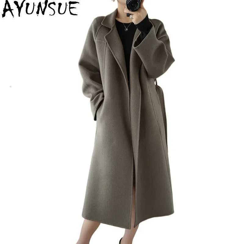 100% Wool Coats for Women Long JaCKets Womens Fashion Autumn Winter CloTHes Cashmere Coat Women Coat 2024 Z250813