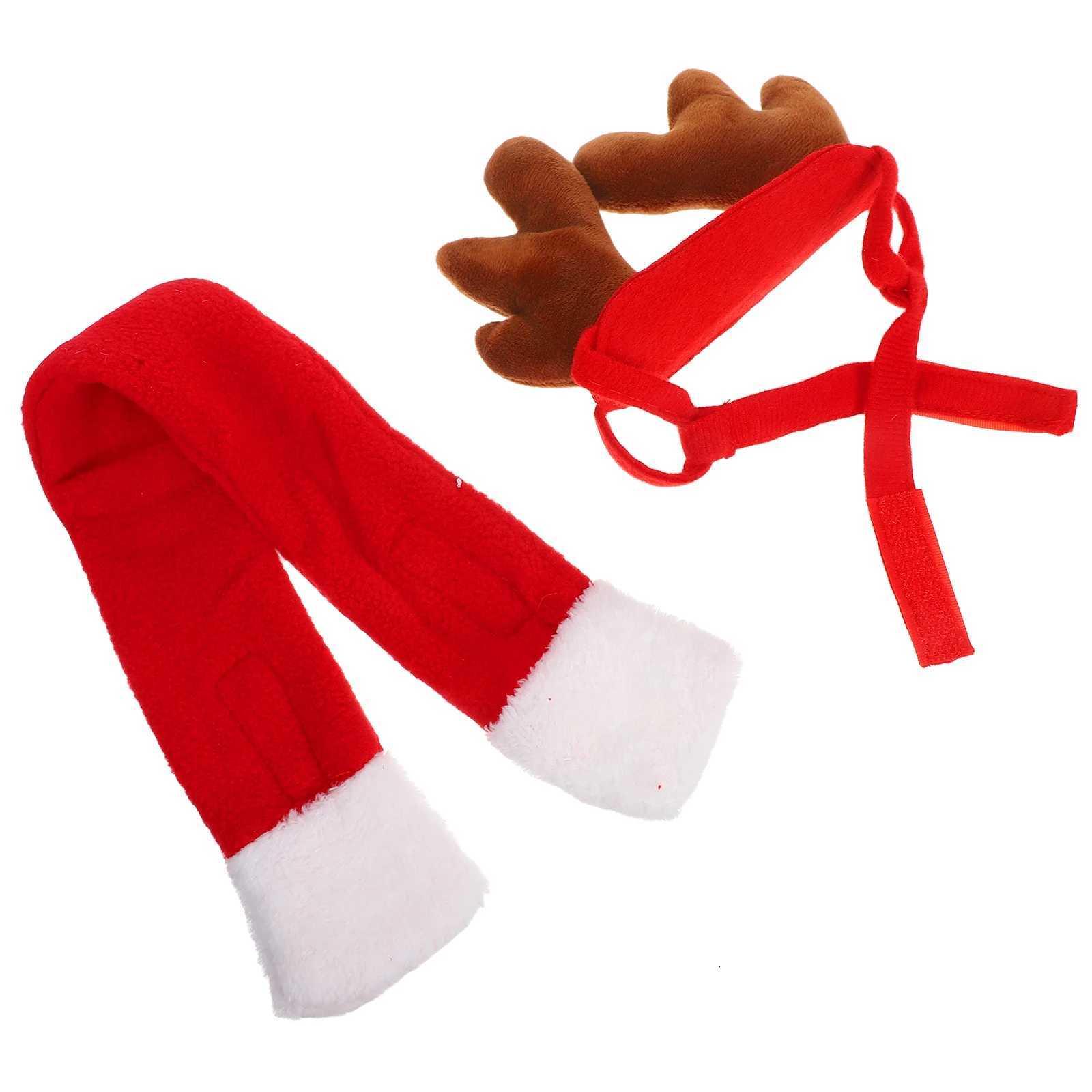 2Set Dog Christmas Outfits Pet Reindeer Elk Antlers Headband and Scarf Set Costumes Accessories for Dogs Cats Christmas PartyXJ250813