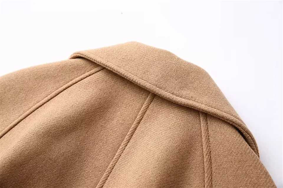 PB ZA 2024 Autumn and Winter New Womens Clothing Fashion Trend Temperament Hundred Combinations Belt Woolen Coat Z250813