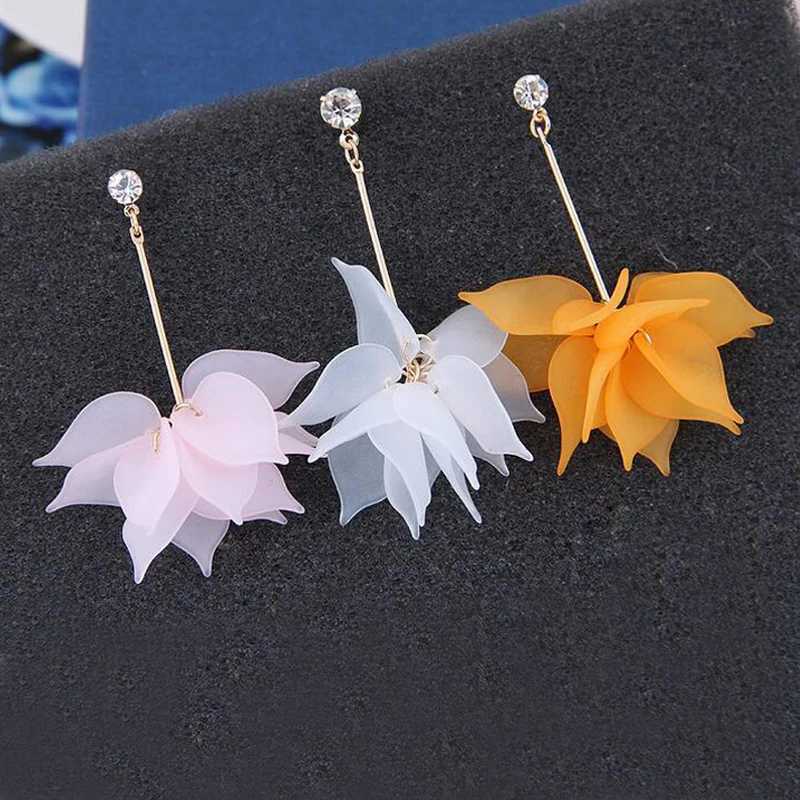 1 Pair New Lady Colorful Elegant Women Crystal Flower Colorful Drop Long Dangle Wedding Earring Jewelry Nice Best Gift Y250812