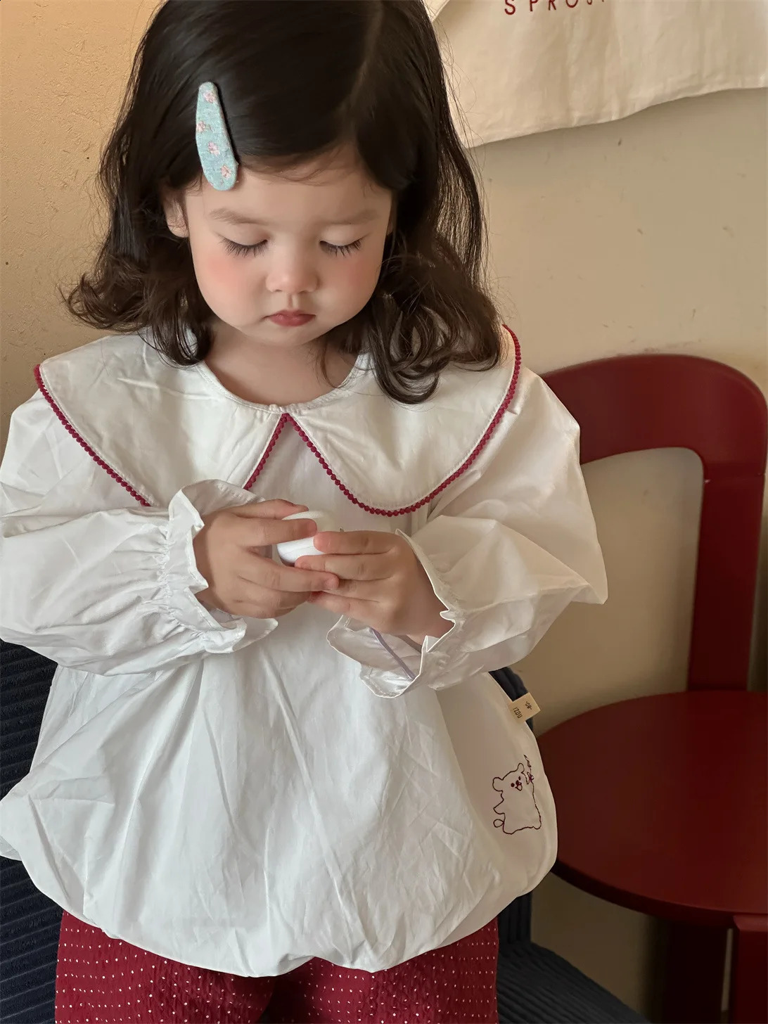 Autumn Girls Lapel Shirts Kids Loose Long Sleeve Tops Cotton Toddler Princess Causal Clothes 250812