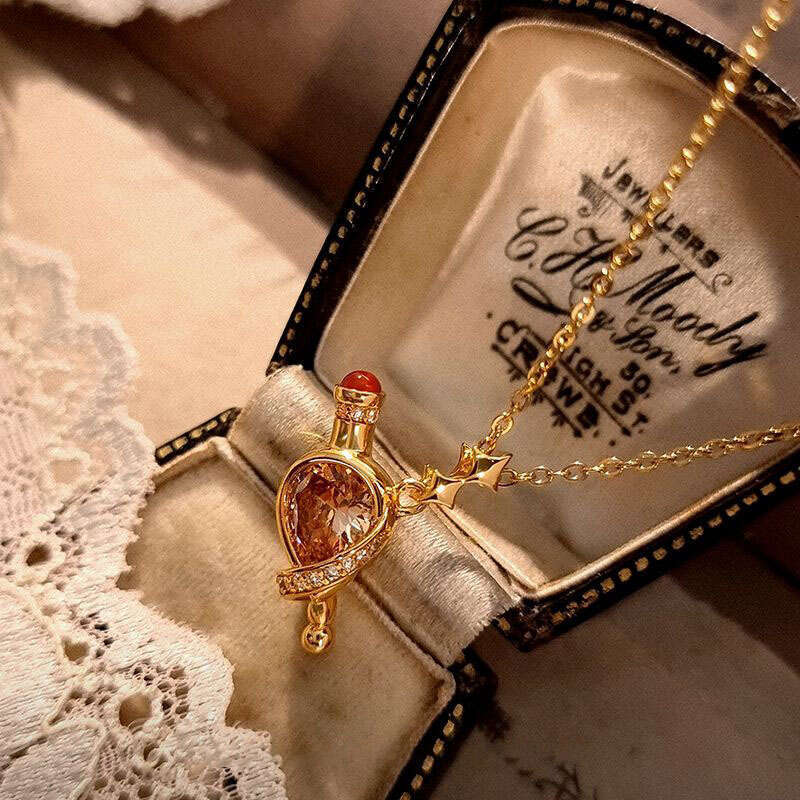 DHcollection Mini Harry Potter Felix Felicis Pendant Necklace, Tiny Zircon Potion Bottle Charm, Cute Wizarding World Jewelry Gift