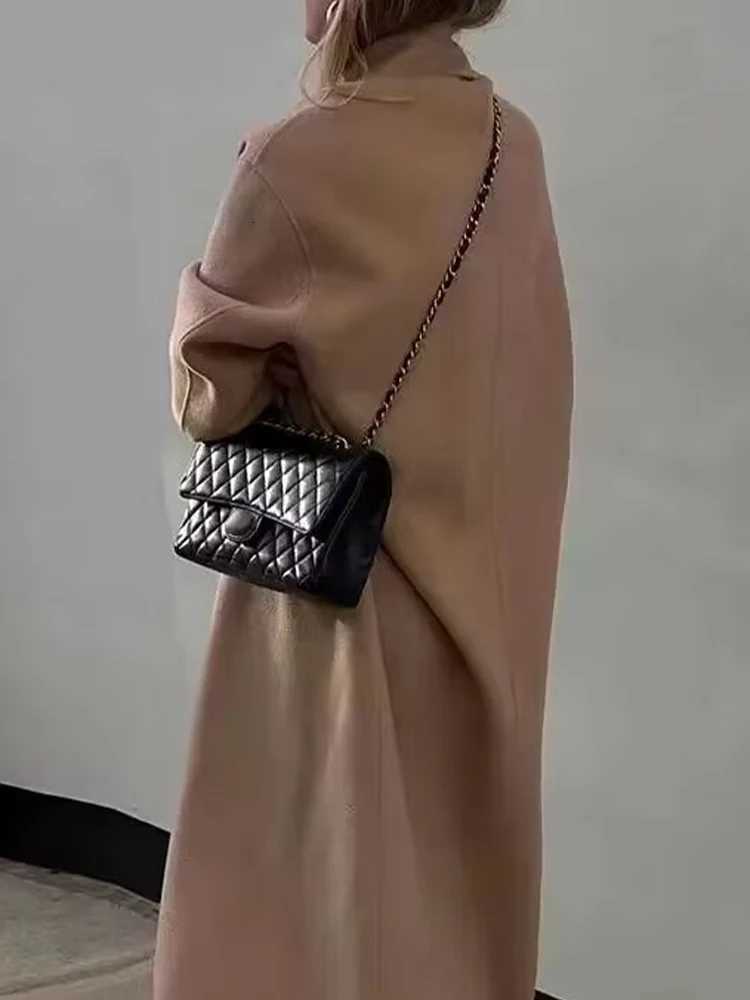 New Autumn Womens Clothing European and American Style French Design Sense Fashionable Versatile Casual Style Long Woolen Coat Z250813