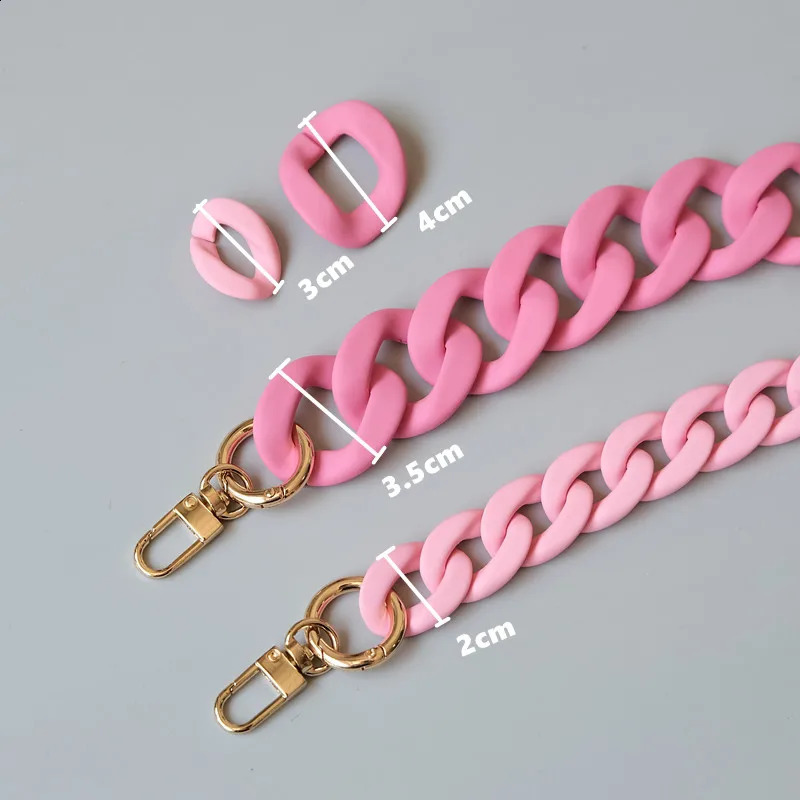Fashion Woman Handbag Accessory Chains Matte Cute Candy Pink Resin Chain Frosted Strap Women Clutch Shoulder Purse Chain 250812