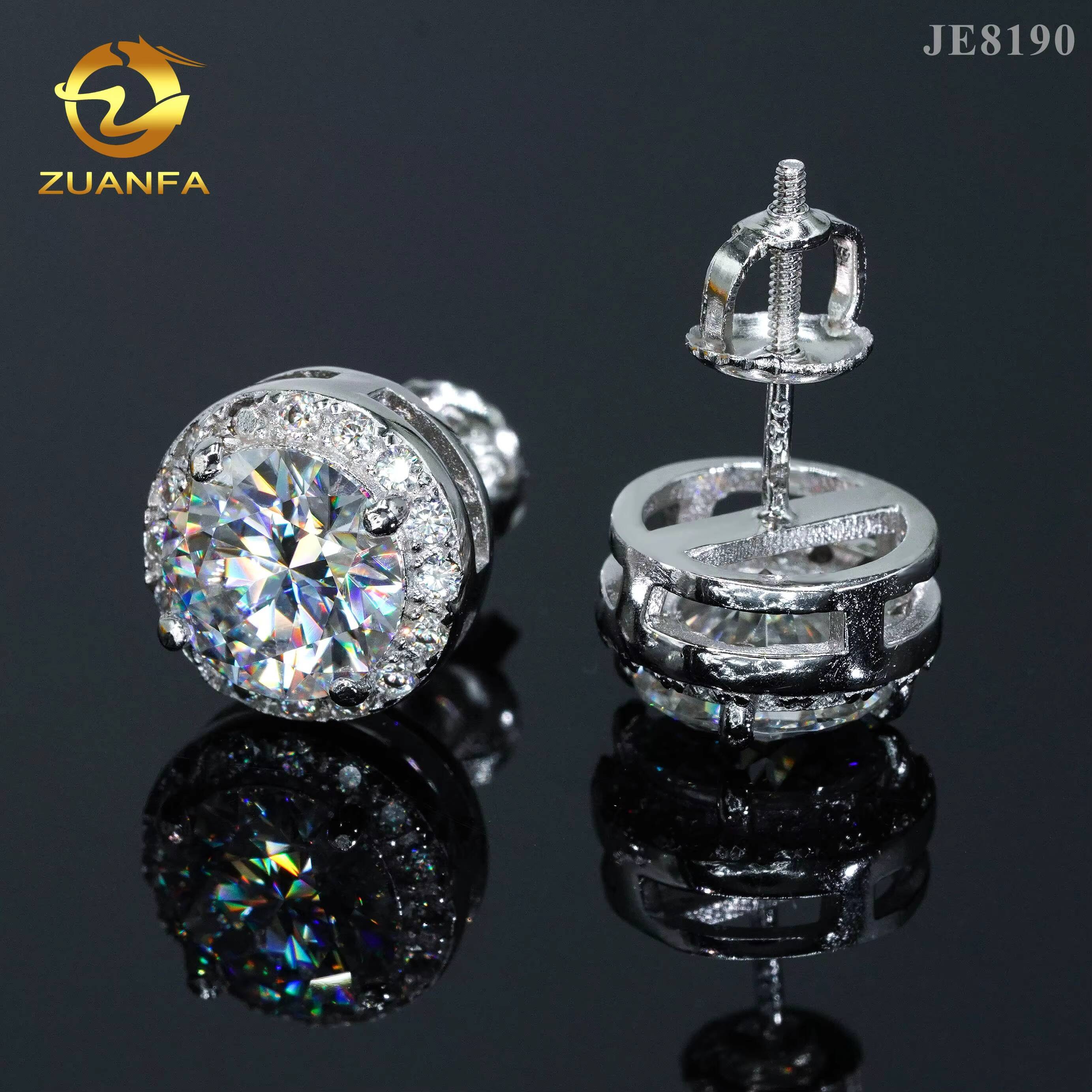 Tested S925 Sterling Silver Gold-Plated Shiny Earrings Stud Screw Back Closure Unisex VVS Moissanite Earrings Stud