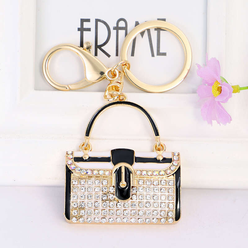 Creative Small Bag Shape Full Dia Alloy Light Exquisite Handbag Keychain Car Pendant Gift