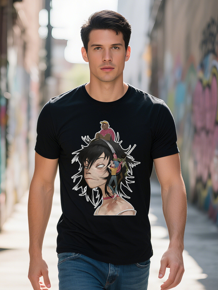 Men s Humorous Graphic Tee Vintage Inspired Black Short Sleeve T Shirt with Unique Horror Band Design Ideal Summer