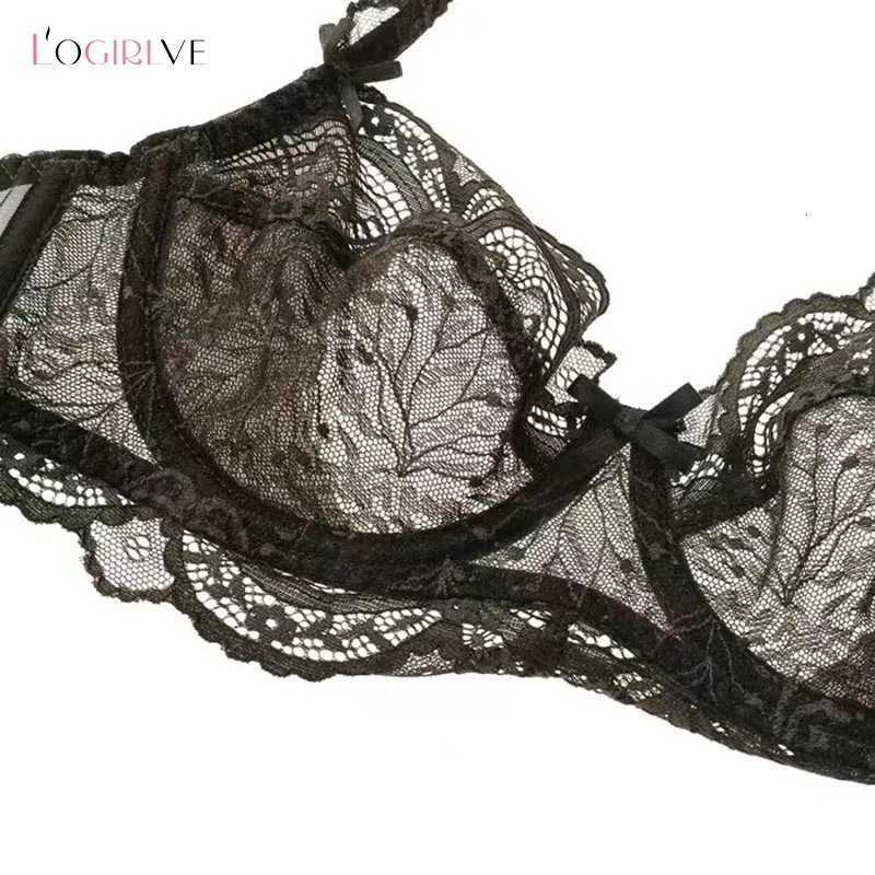 Logirlve Sexy Underwear Plus Size Cup Embroidery Women Lingerie White Lace Bras Hollow out Ultrathin Bra Transparent BrassiereXJ250812