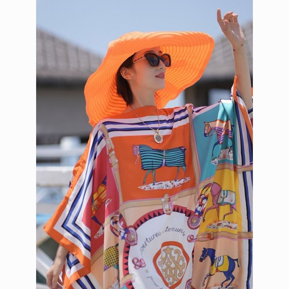 Ethnic Clothing Kuwait Fashion Blogger Recommend Printed Silk Kaftan Maxi Dresses Loose Summer Beach Bohemian Long Dress For Lady