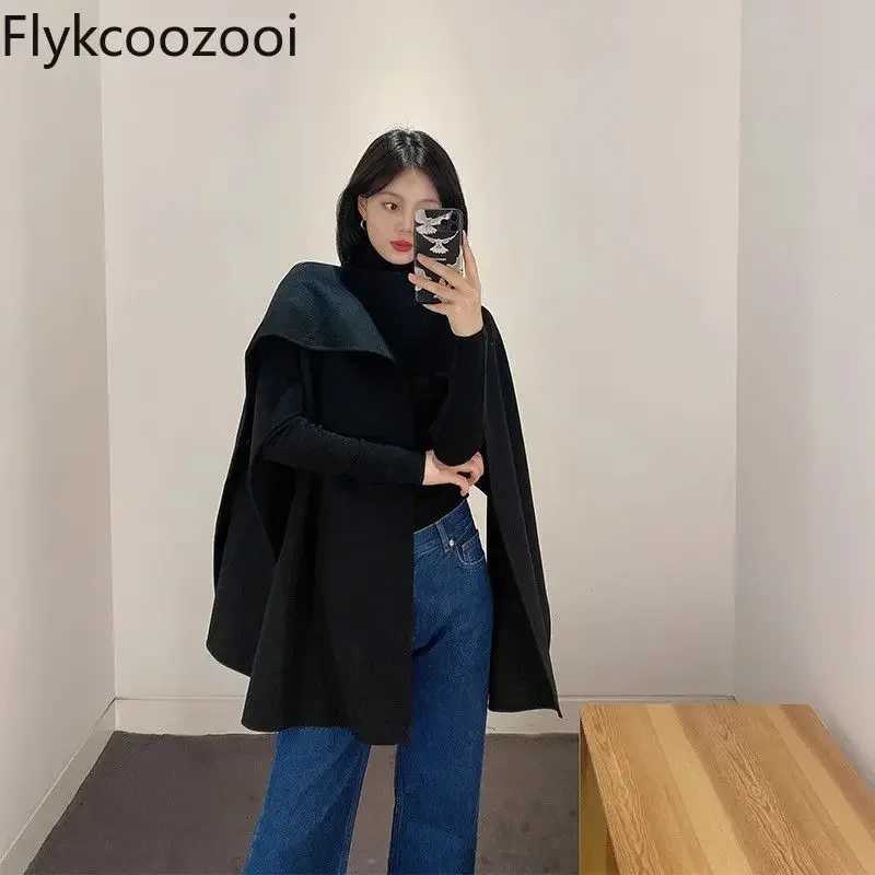 Minimalist Cos Camel Top Woolen Double-sided Loose All-over Shawl for Winter 2025 Super Warm Womens Winter Coat Z250813