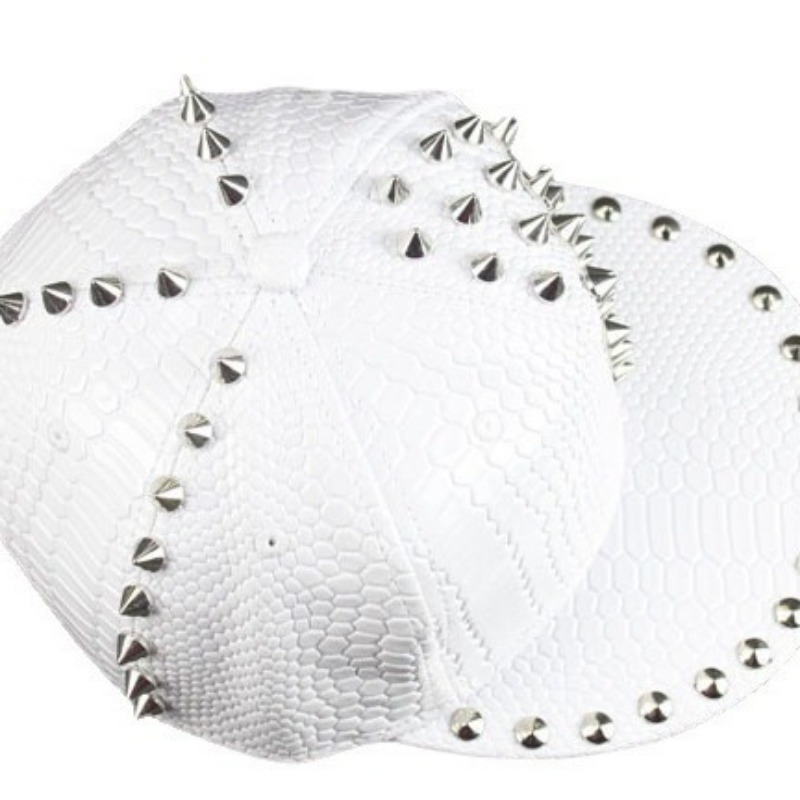 Rugged Couple's Leather Hat: Stylish Rivet Detailing for Men & Women Casual Sports Gear