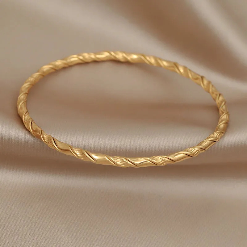 316L Classic Stainless Steel Twist Metal Multilayer Bracelet for Women Elegant Bangles Rust-proof Bangle Wrist Jewelry 250812