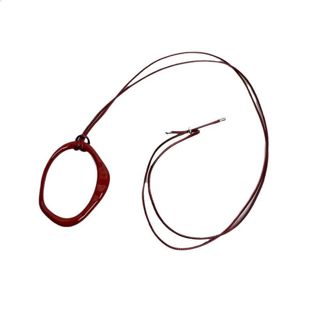 Minimalist Geometric Irregular Pendant Leather Rope Necklace Womens Long Style Adjustable Sweater Chain 250807