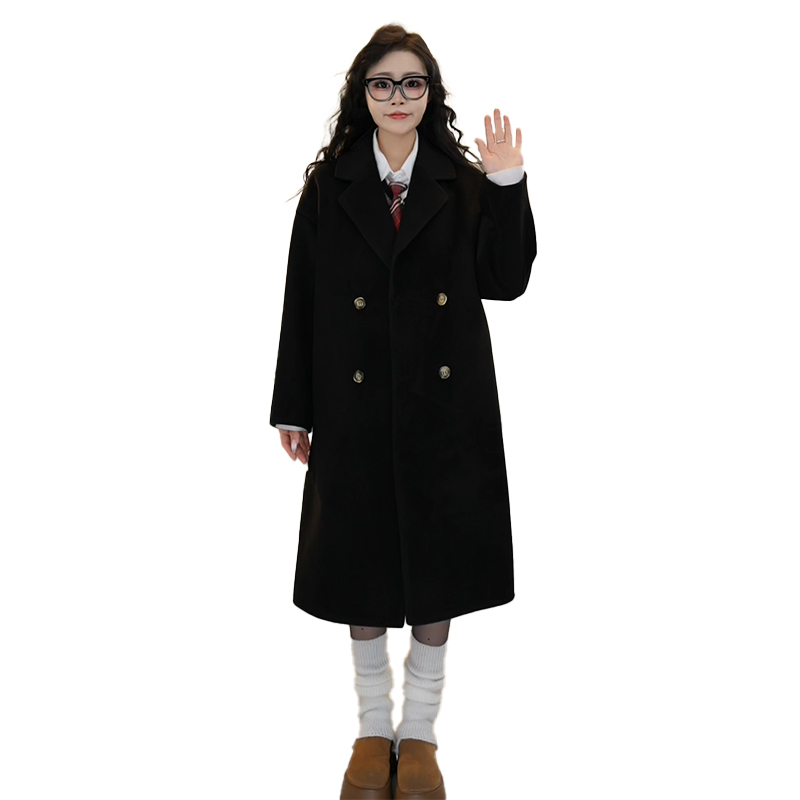 Women's Fashion Mid-Length Wool Coat - Loose Fit for Fall/Winter