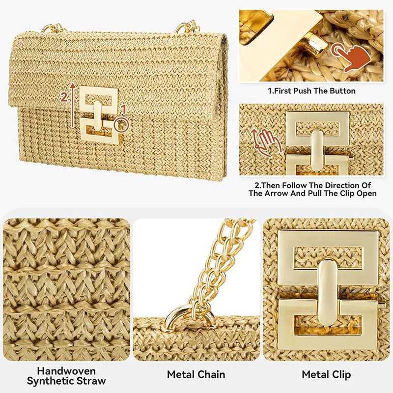 Summer Trend Women Boho Woven Beach Bag Envelope Wallet Flap Handbags Summer Straw Clutch Purses Wicker Shoulder Messenger Bags Z250813