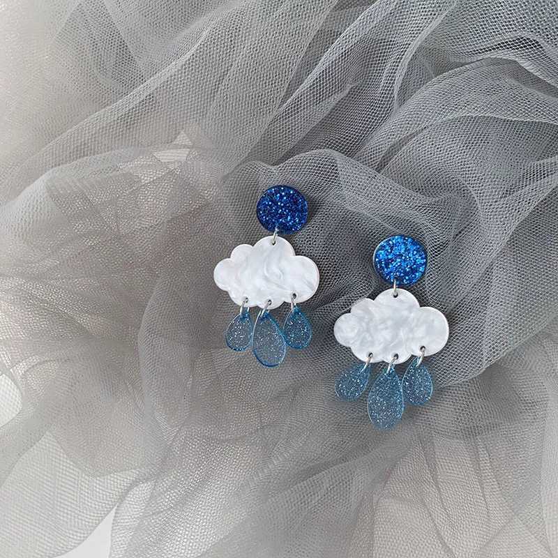 Clouds Rain Acrylic Earrings Korean Temperament Creative Cute Accessories Suitable For Girls To Wear Y250812