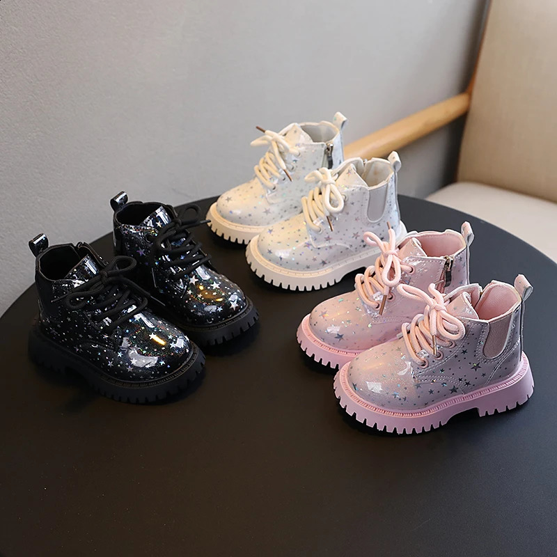 Children Autumn Boots Star Glimmer Platform Handsome Kids Boot Leisure Fashion Unisex Anklehigh Comfy Boys Girls Shoes 2130 250812