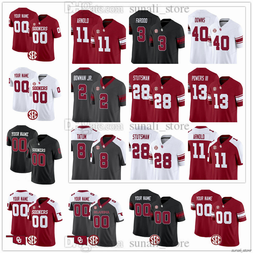 2026 Men Oklahoma College Sooners Football Jersey 10 John Mateer 0 Jaydn Ott 7 Zion Kearney 11 Javonnie Gibson 4 Deion Burks 81 Will Huggins 5 Isaiah Sategna Stitched
