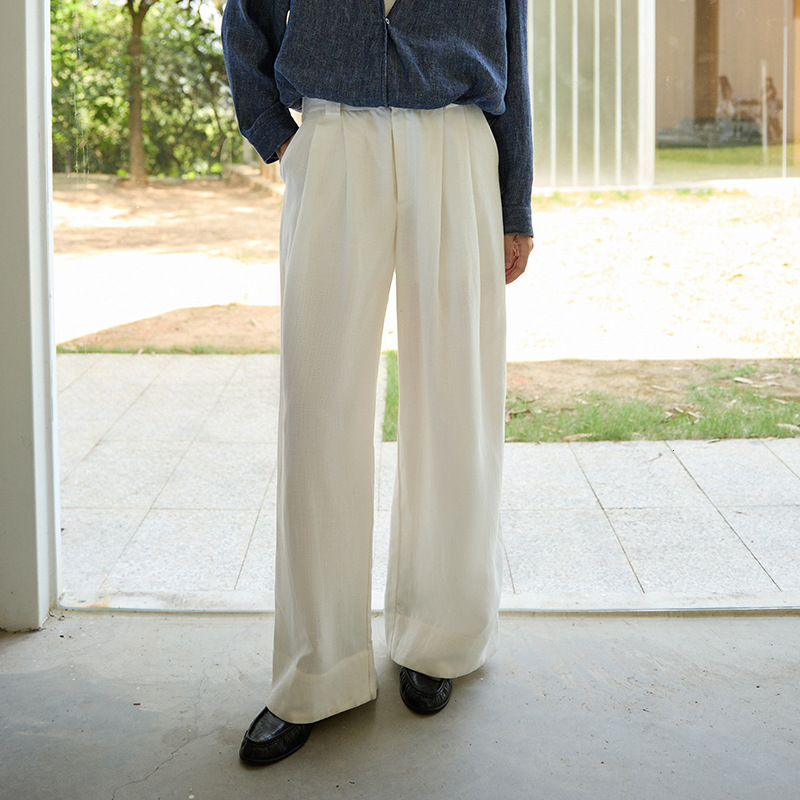 Old Money Style Tencel Linen Straight for Women Slimming Versatile Draped Wide-Leg 25 Autumn Winter New Casual Loose Long Pants