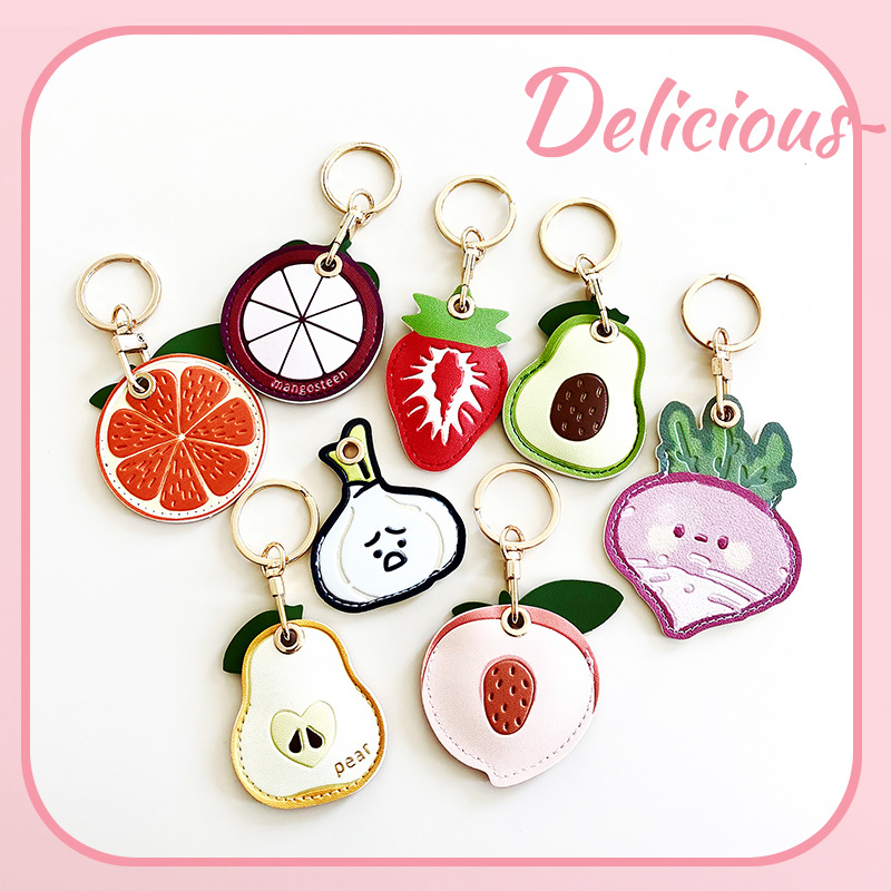 Creative Fruit-Inspired Pu Leather Key Ring Holder - Stylish & Functional