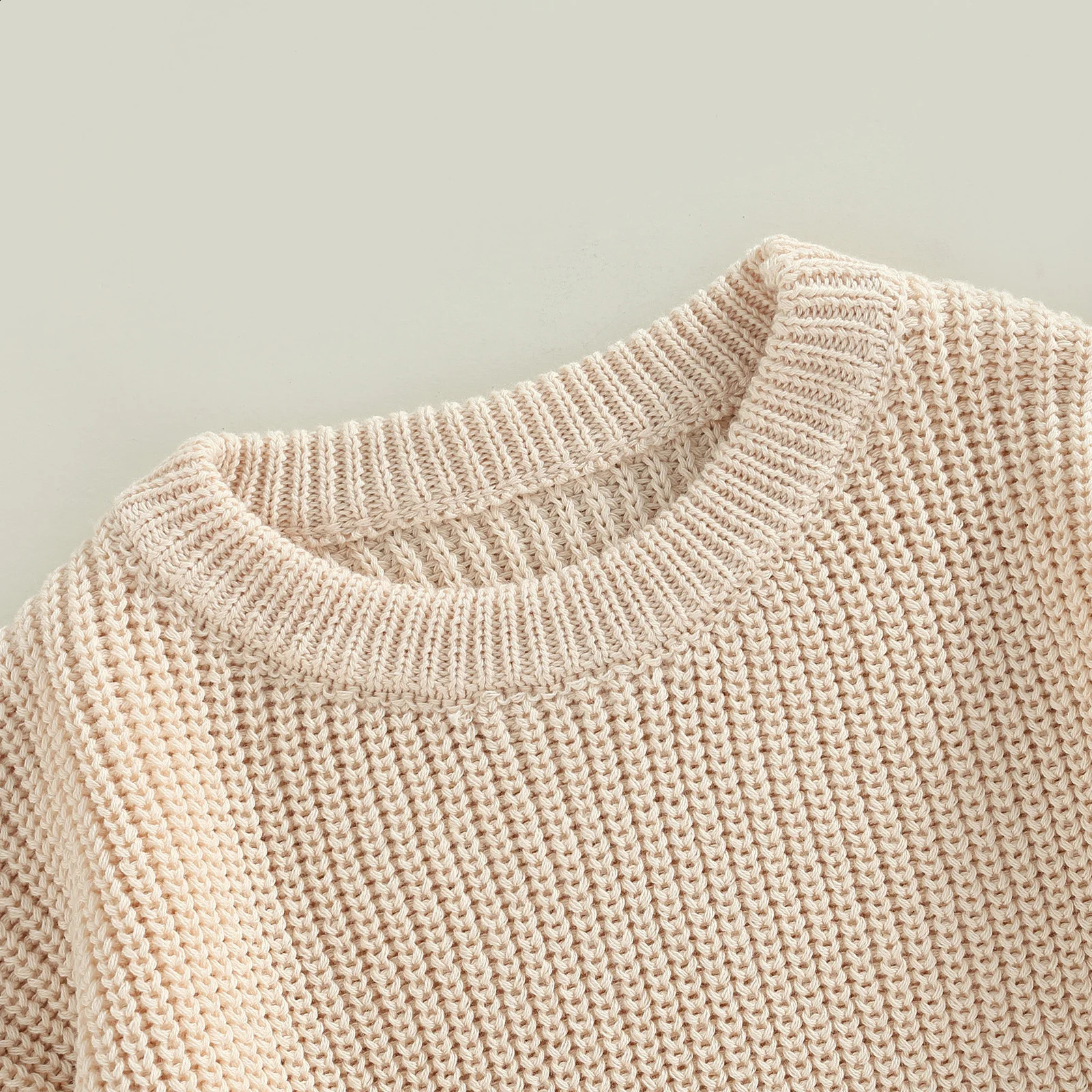 VISgogo Toddler Baby Round Neck Sweaters Long Sleeve Solid Color Loose Knitted Pullovers Kids Boys Girls Fall Winter Sweaters 250813