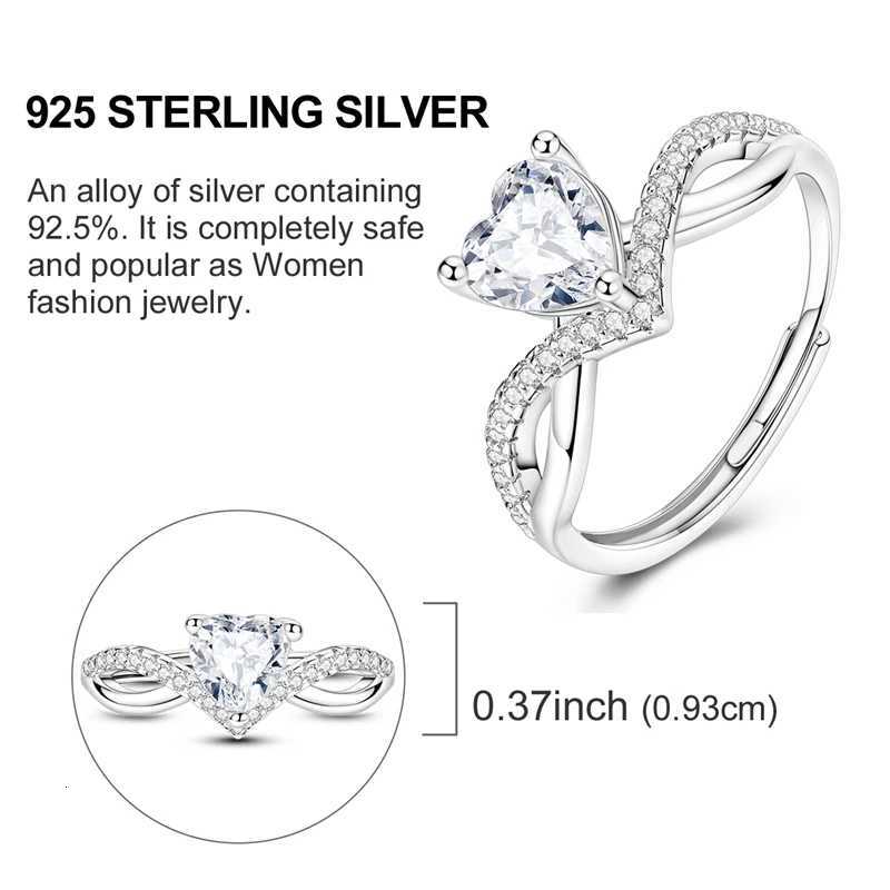 925 Sterling Silver Rings Love Zircon Open Ring Wedding Ring Women Engagement Jewelry Anniversary Gifts W250812
