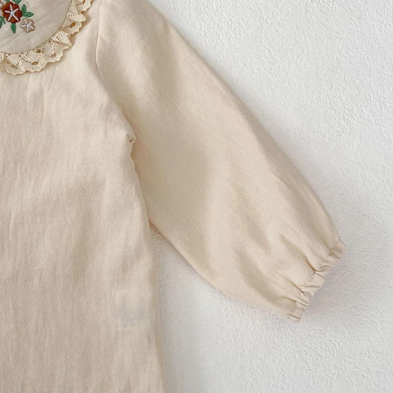 autumn baby clothing 07 year old female embroidered doll collar long sleeved shirt 250812