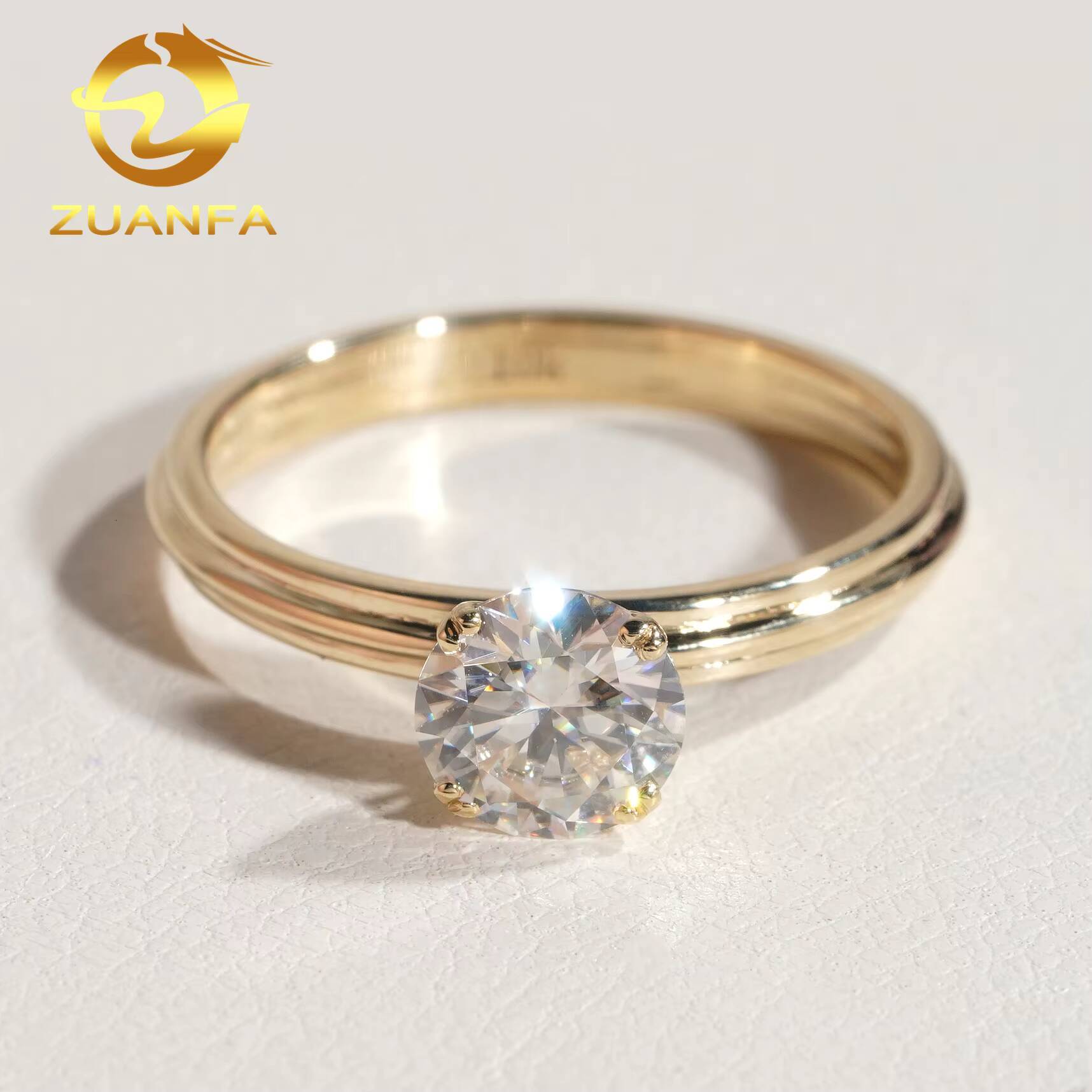 3 Row Wedding Ring 10k Solitaire Moissanite Engagement Ring Passed Tester VVS Moissanite Ring