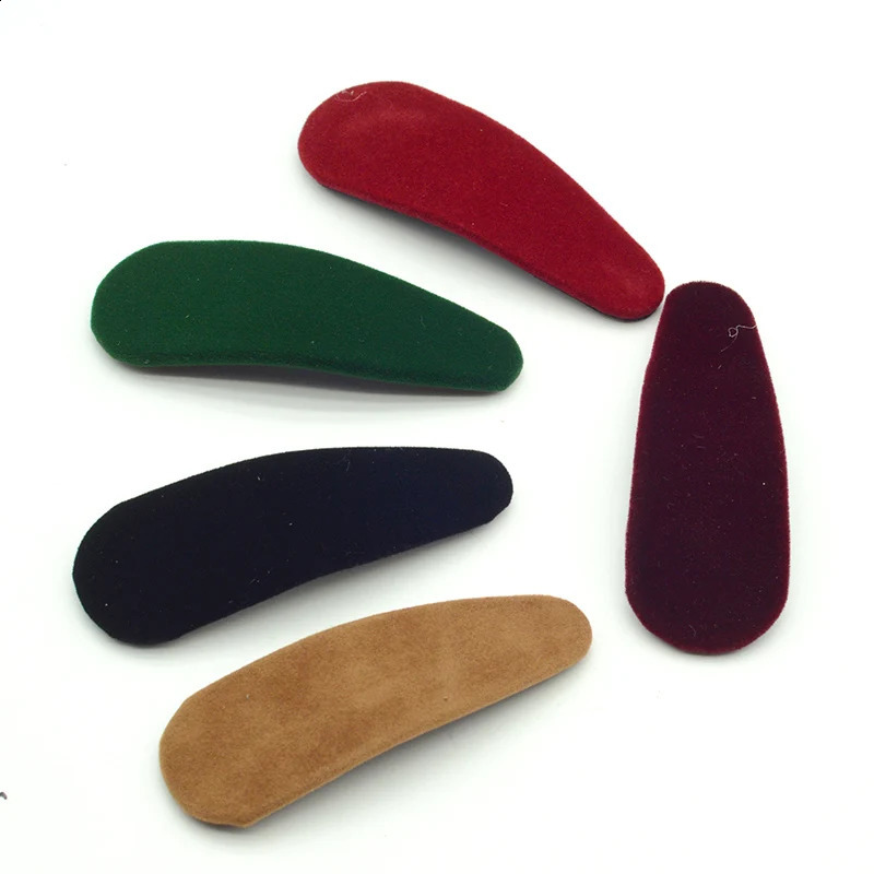 10PCS 8cm Rectangle 9cm Tear Drop Velvet Hair Clips Fabric Covered Metal Snap Hairpin Big Side Hairgrips for Womens Winter 250812