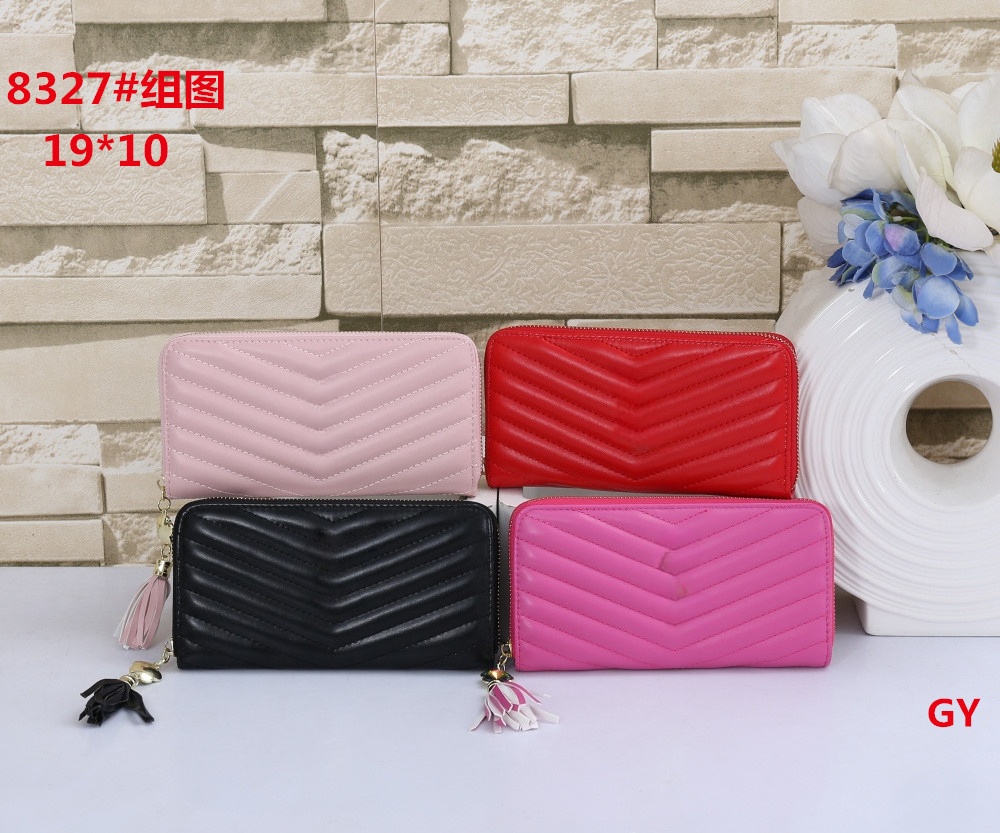 letter Y Bag PU leather Wallets for Women Zig Zag Long Holders Fashion Solid Color Thread Wallets 19*10cm