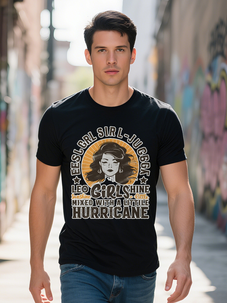 s Casual Crew Neck T Shirt with Retro Graphic Print Black Girls Shine Design Summer Essential for Men a18c7