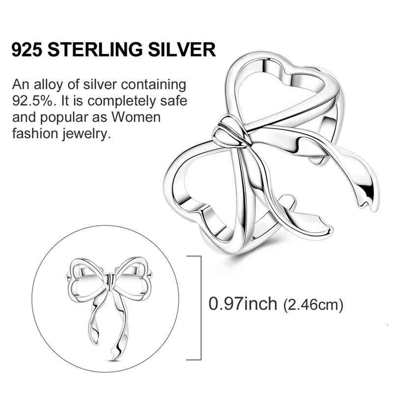 925 Sterling Silver Rings Bow Open Ring Wedding Ring Women Engagement Jewelry Anniversary Gifts W250812
