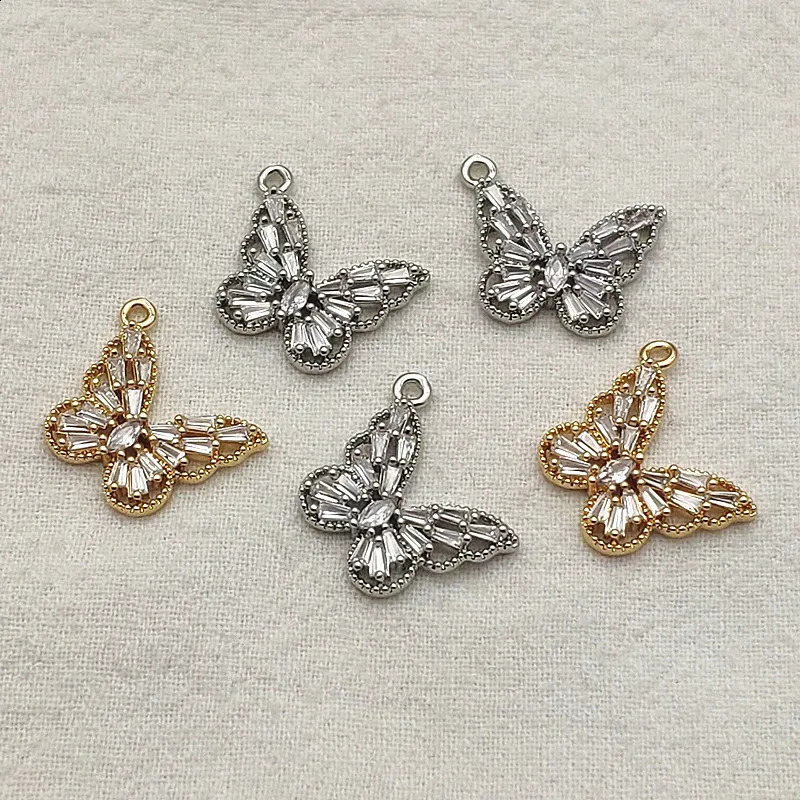 Arrival 21x19mm 50pcs Cubic Zirconia Pendants Butterfly Charm For Handmade Necklace/Earrings DIY PartsJewelry Findings 250807