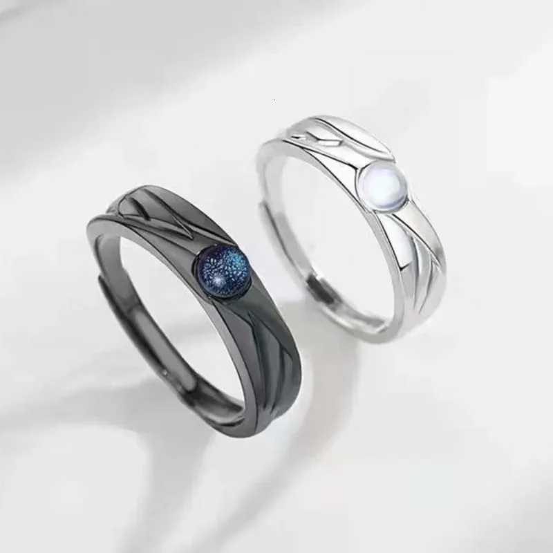 2Pcs Demons and Angels Gothic Matching Couple Friendship Lover Open Adjustable Rings Stainless Steel Wedding Ring Jewelry Gifts W250812