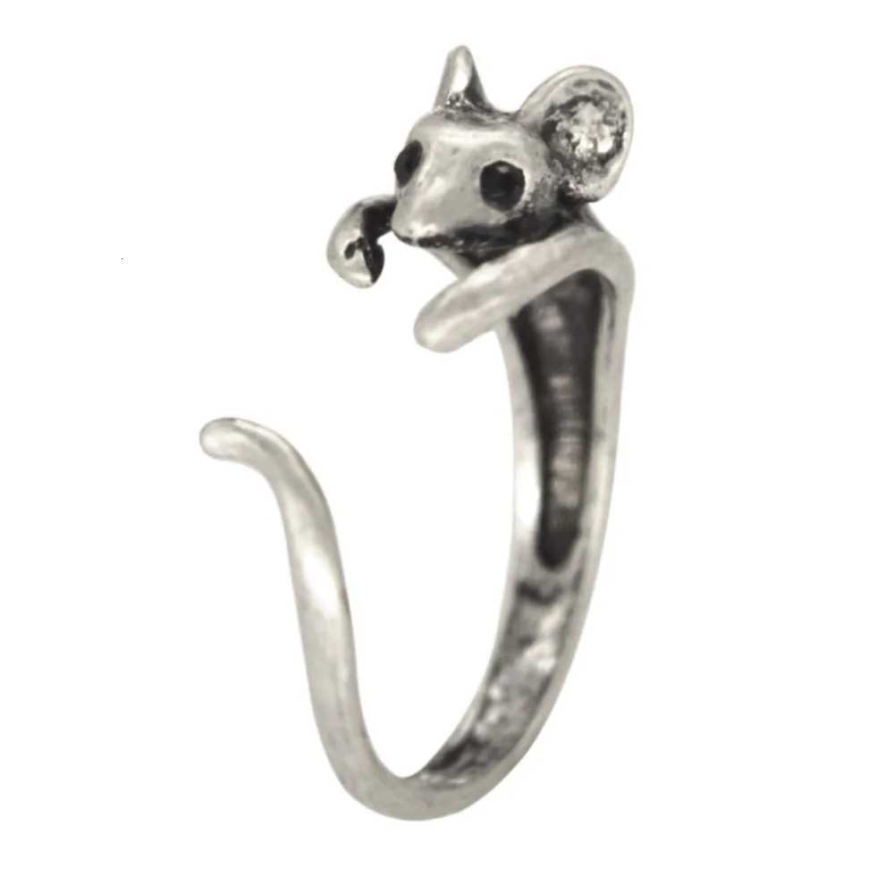 Antique Silver Color Mouse Open Ring For Women Creative Cute Little Animal Adjustable Rings Charming Party Fashion Jewelry B125 W250812