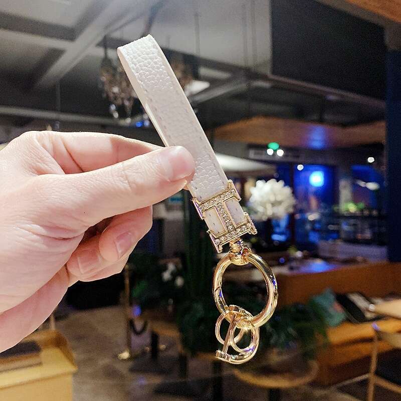 Inlaid Dia Creative for Women with Horseshoe Buckle Metal Strap Key Pendant Leather Backpack Decoration Keychain
